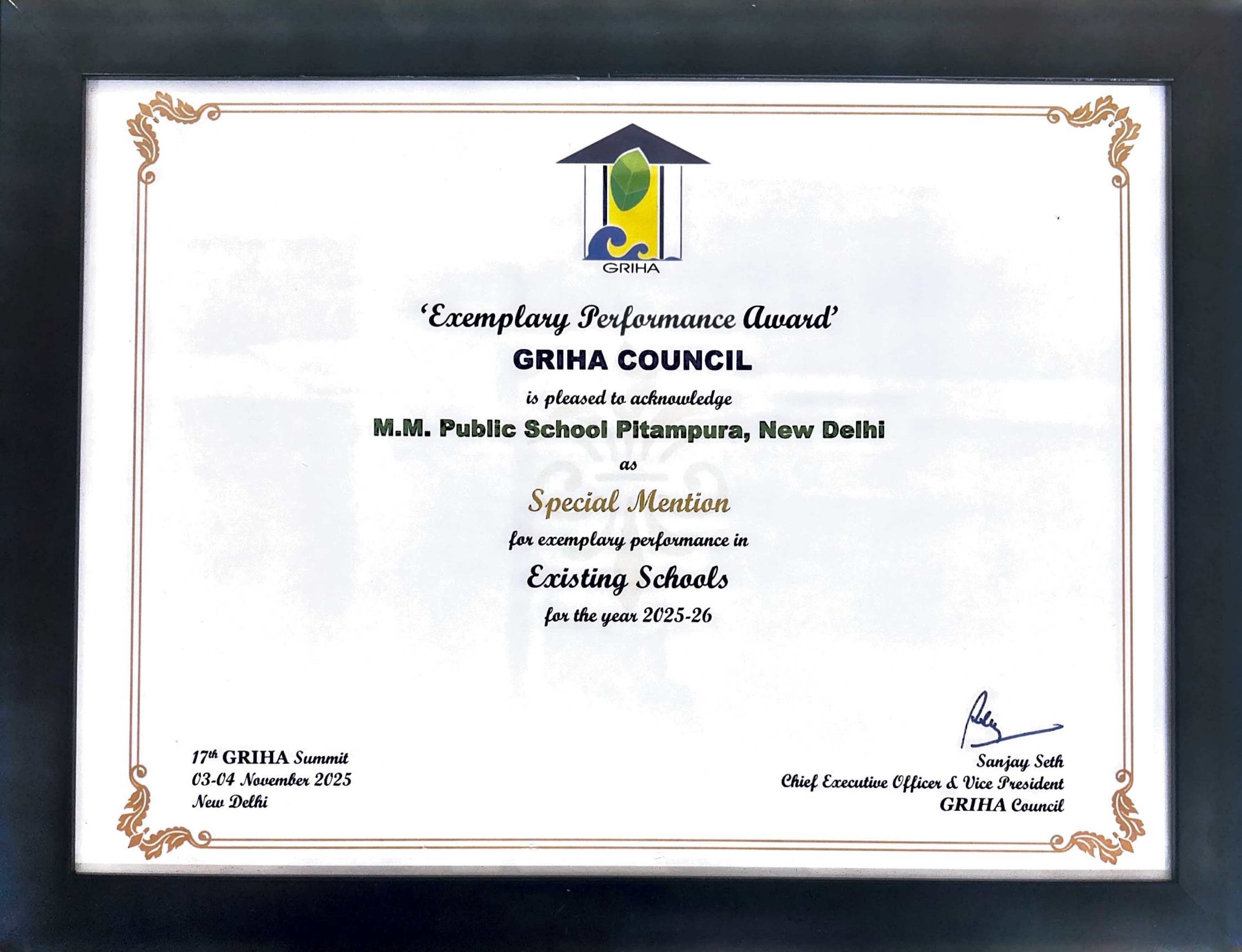 MMPS Receives Special Recognition at the 17th GRIHA Summit 2025!